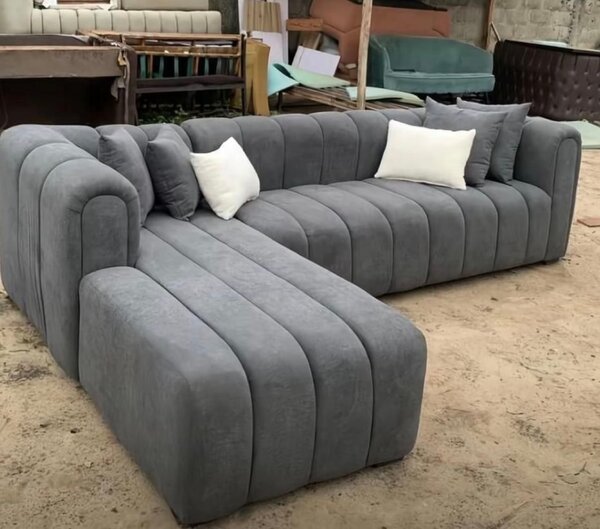 Canapé d'angle moderne gris