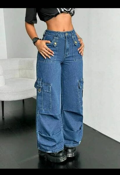 Jeans larges cargo femme
