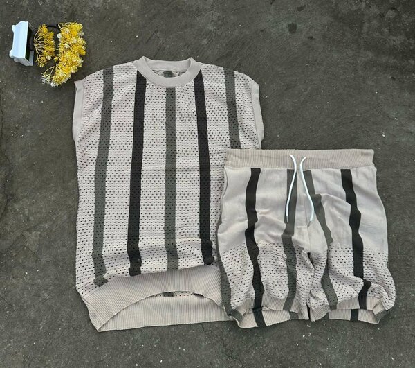 Ensemble été en maille rayée