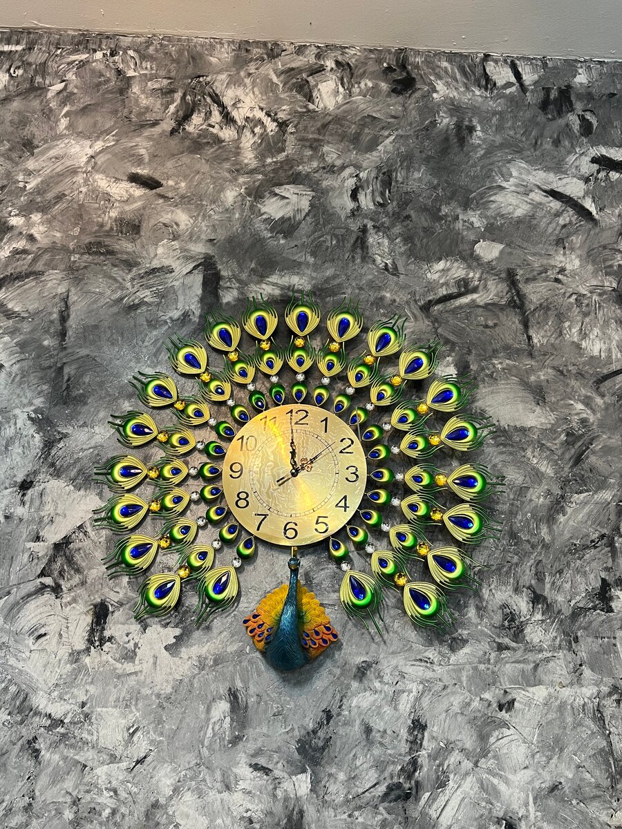 Horloge murale paon décorative