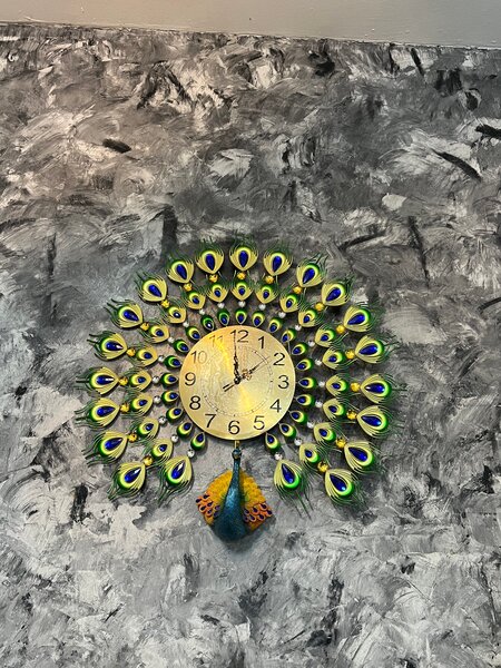 Horloge murale paon décorative