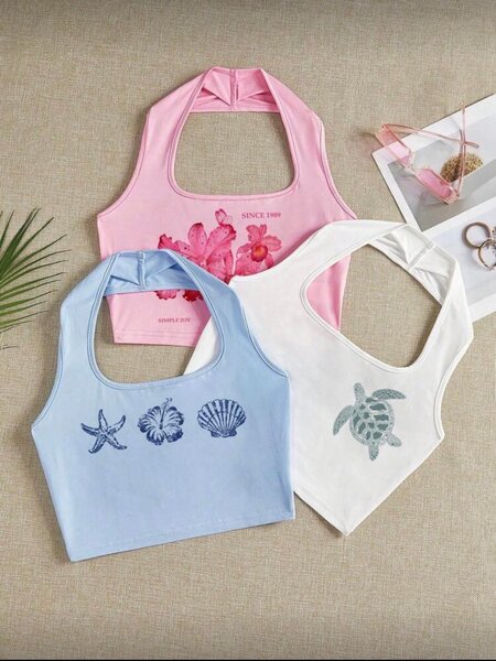 Débardeur court imprimé floral