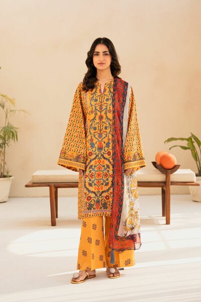 Stitch embroidered lawn 3piece