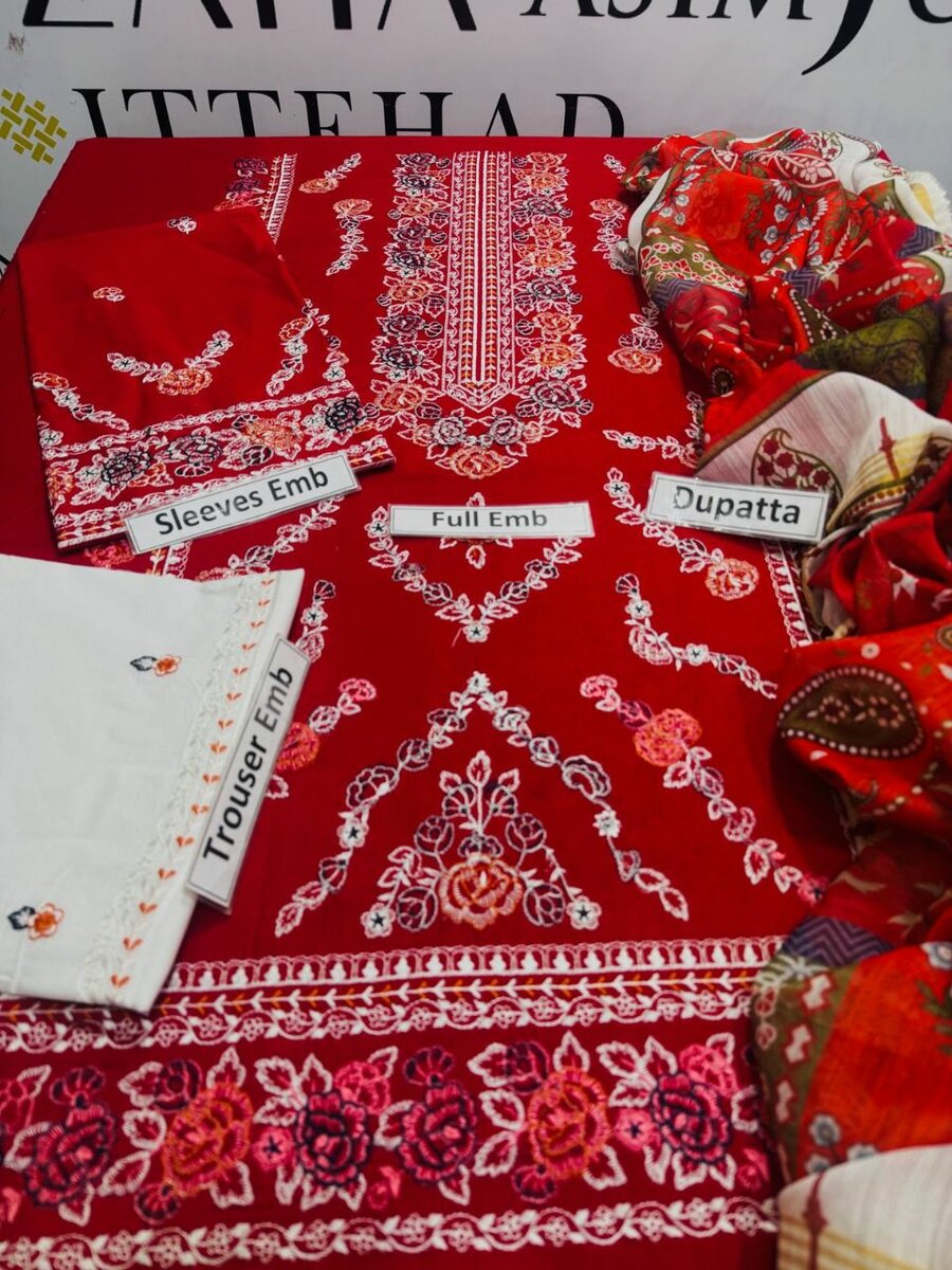 Full embroidery airjet lawn 3 pc ,  dc free