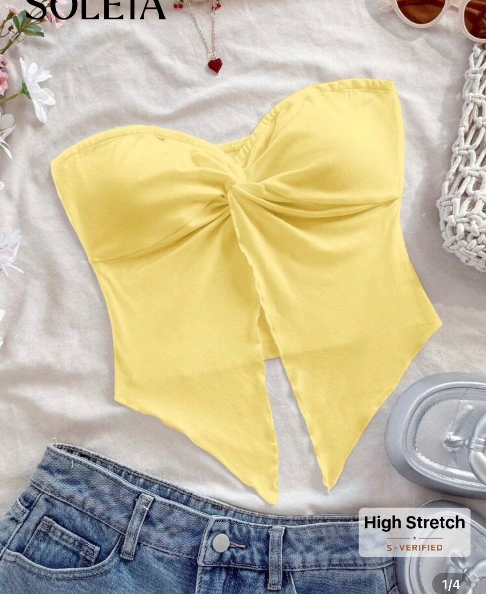 Top bustier jaune tendance