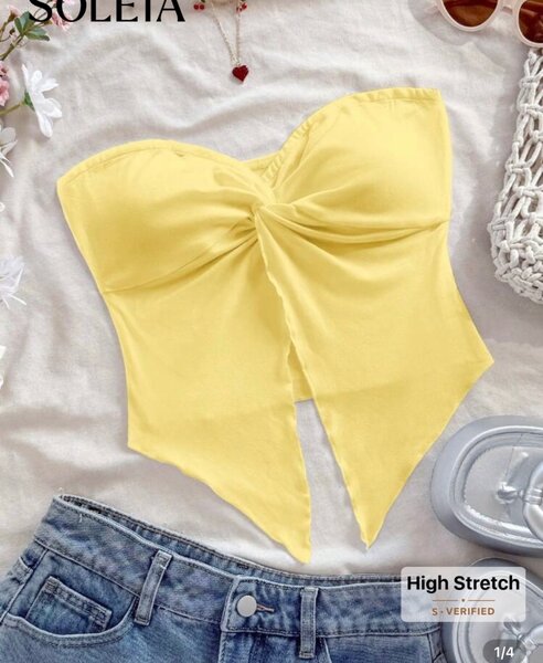 Top bustier jaune tendance