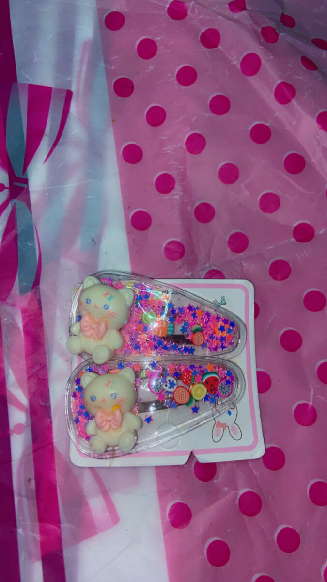 Barrettes colorées avec ourson