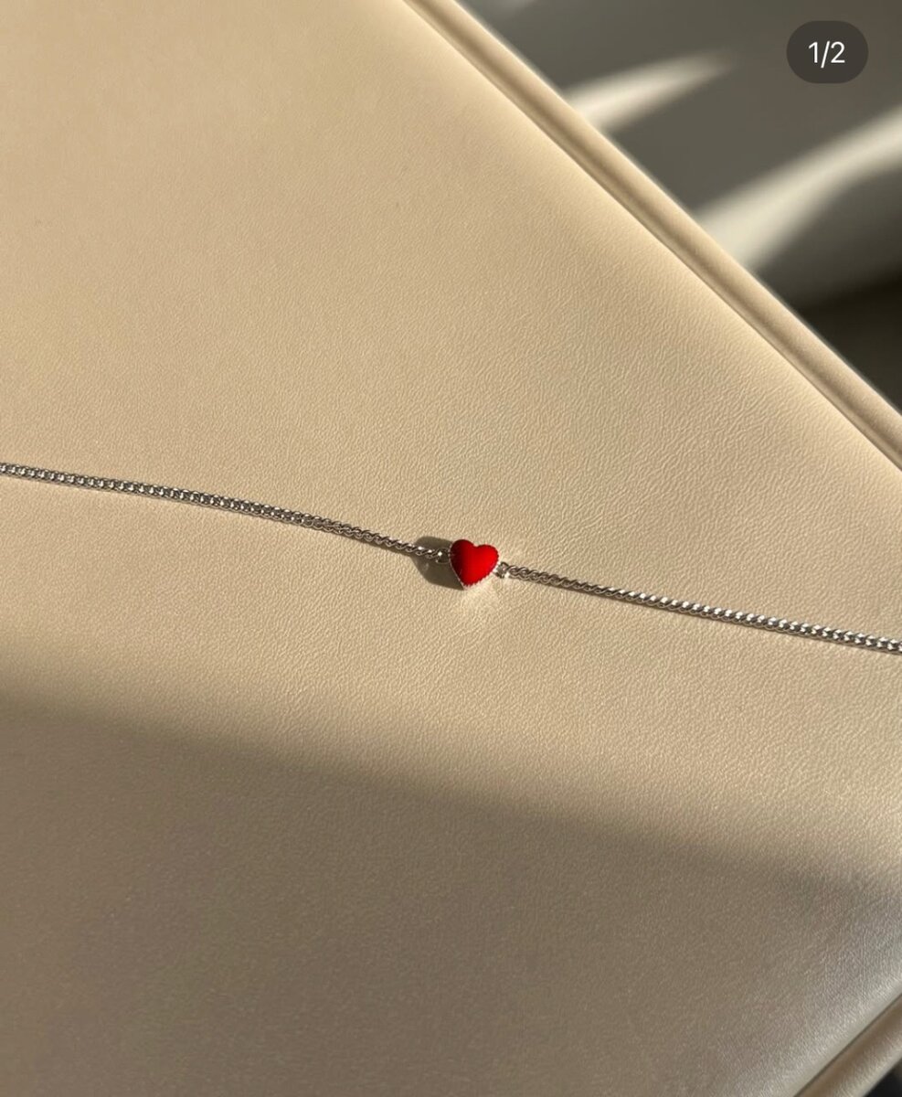 Браслет с красным сердцем из серебра 925-пробы