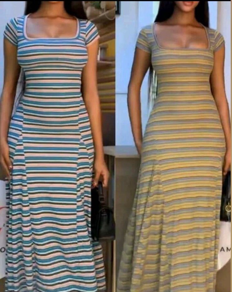 Robe longue rayée élégante