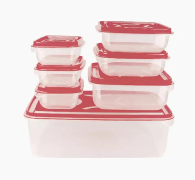 Pack of 7 Thumb Lock Transparent Rectengular Bowl set