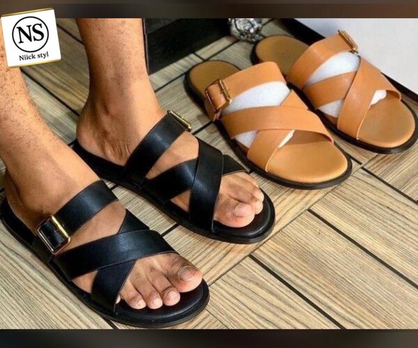 Sandales en cuir croisé homme