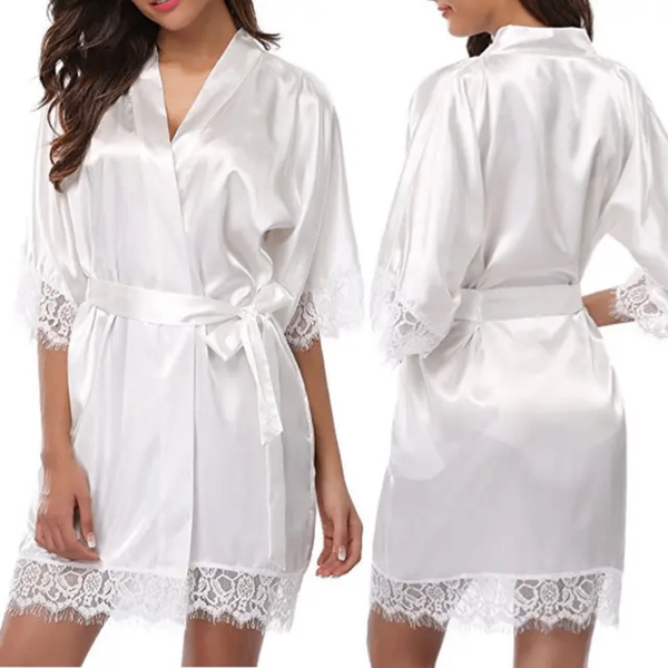 Peignoir satiné dentelle femme