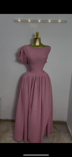 Robe longue élégante rose