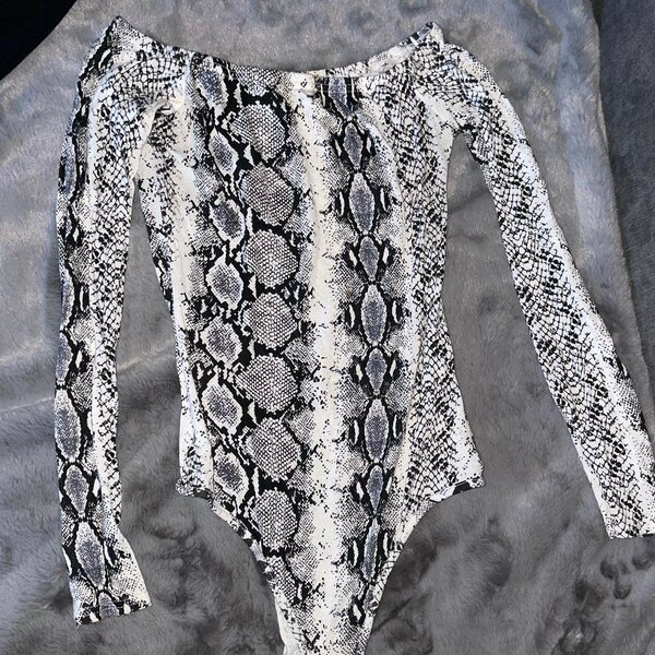 Grey Snake Pattern Bodysuit