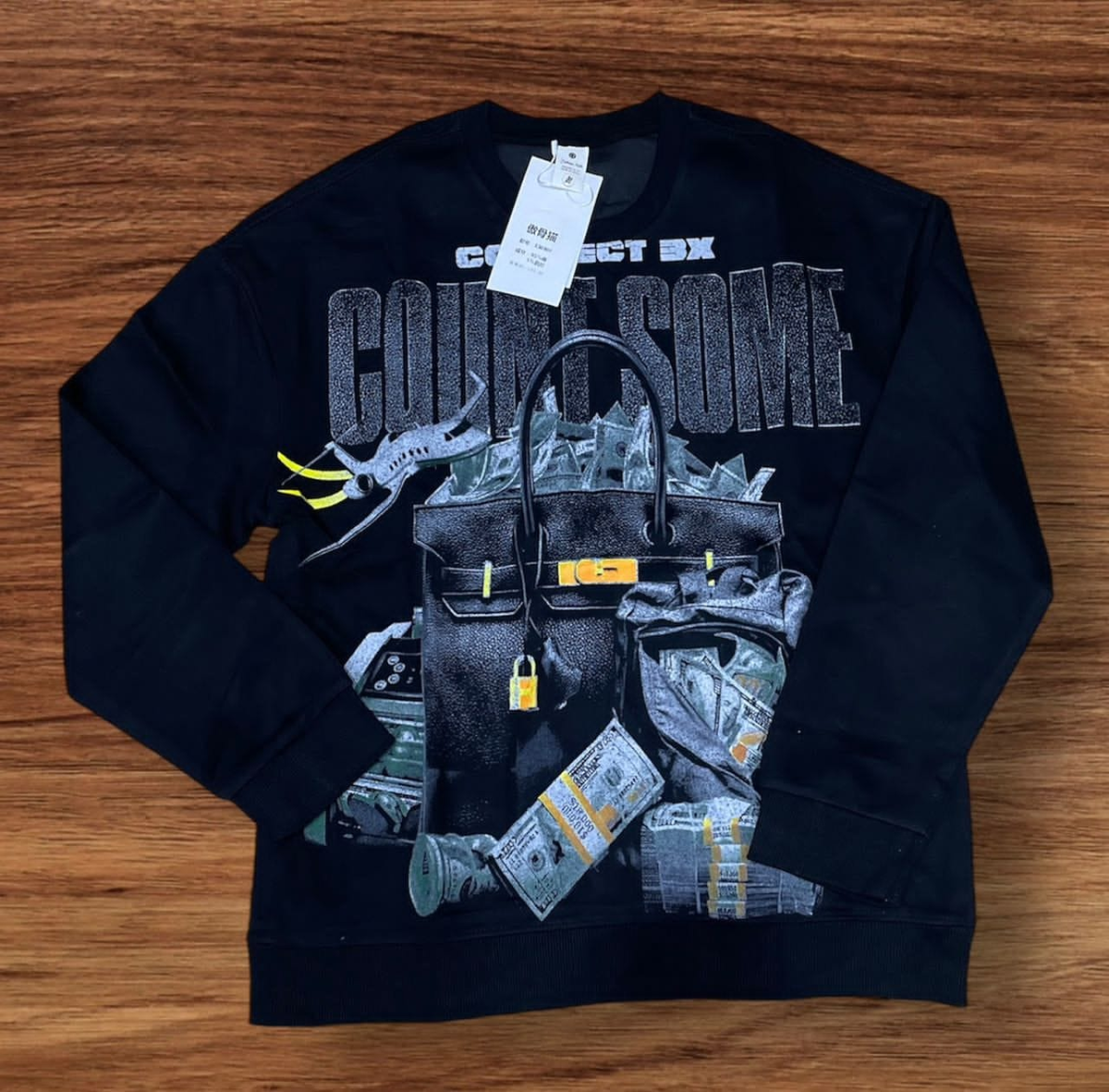 black sweatshirt with print