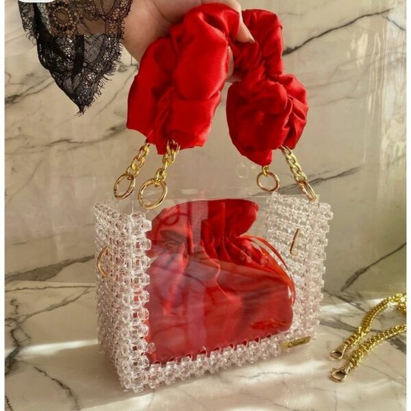 Sac Transparent à Perles Élégant