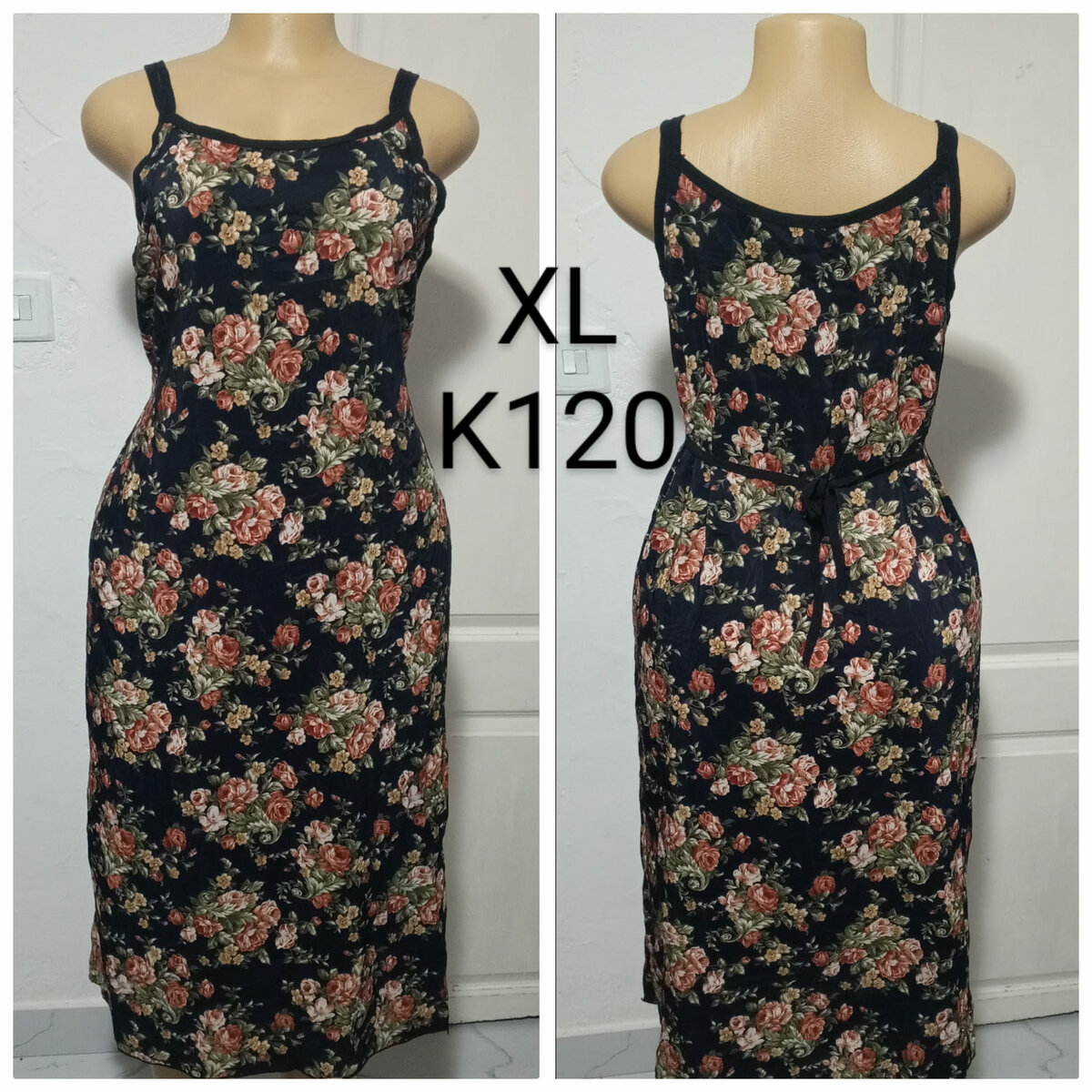 Women's long dress with floral print, size XL