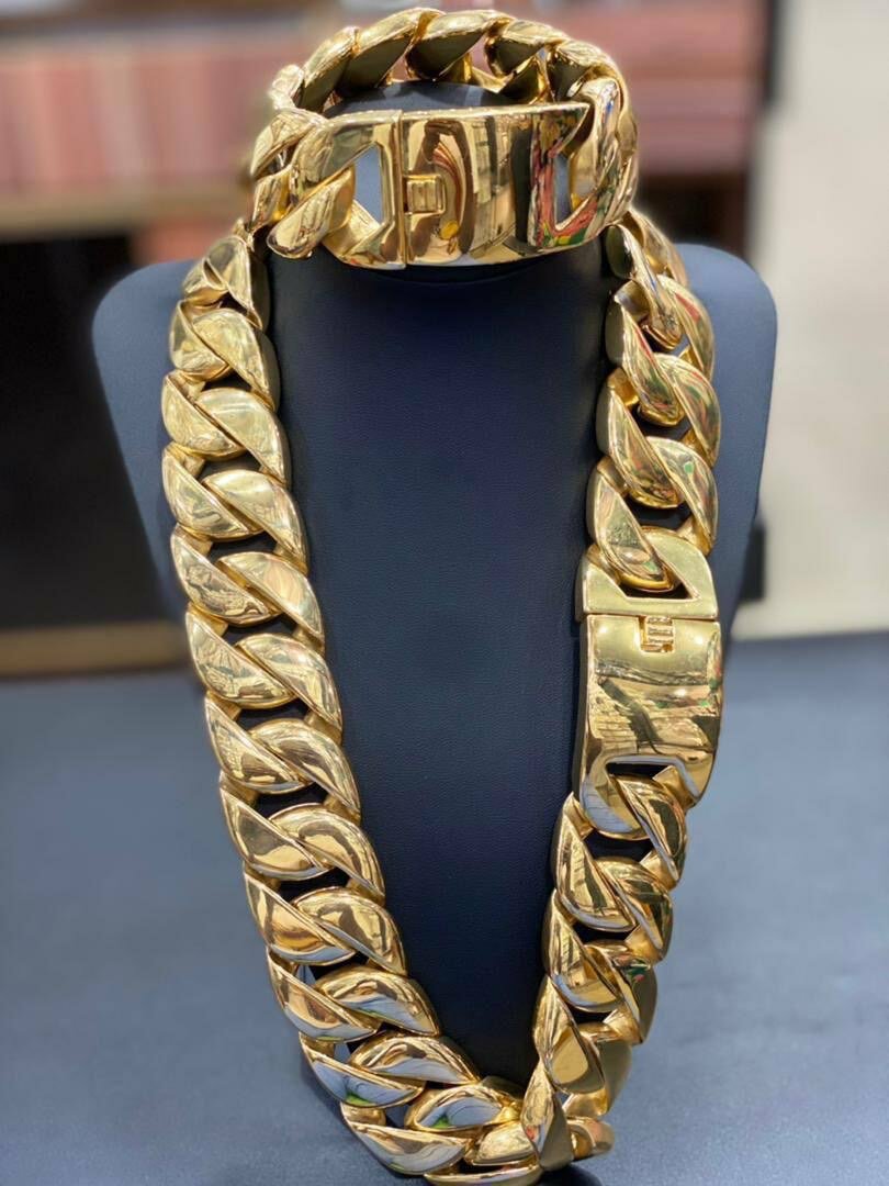 Italian gold Cuban and bracelet