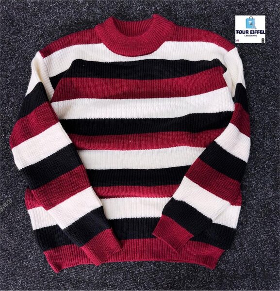 Pull rayé multicolore