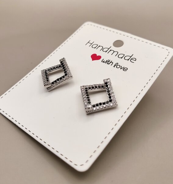 Black silver Zircon stud