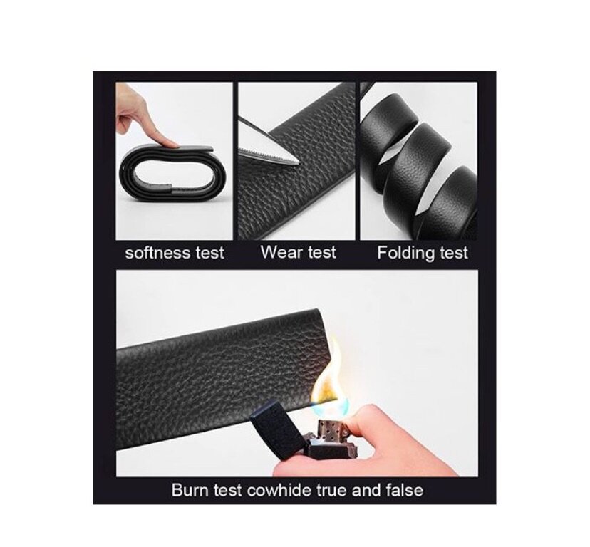 Men's Business Casual Belt Silver Double Pole Pattern - Blac