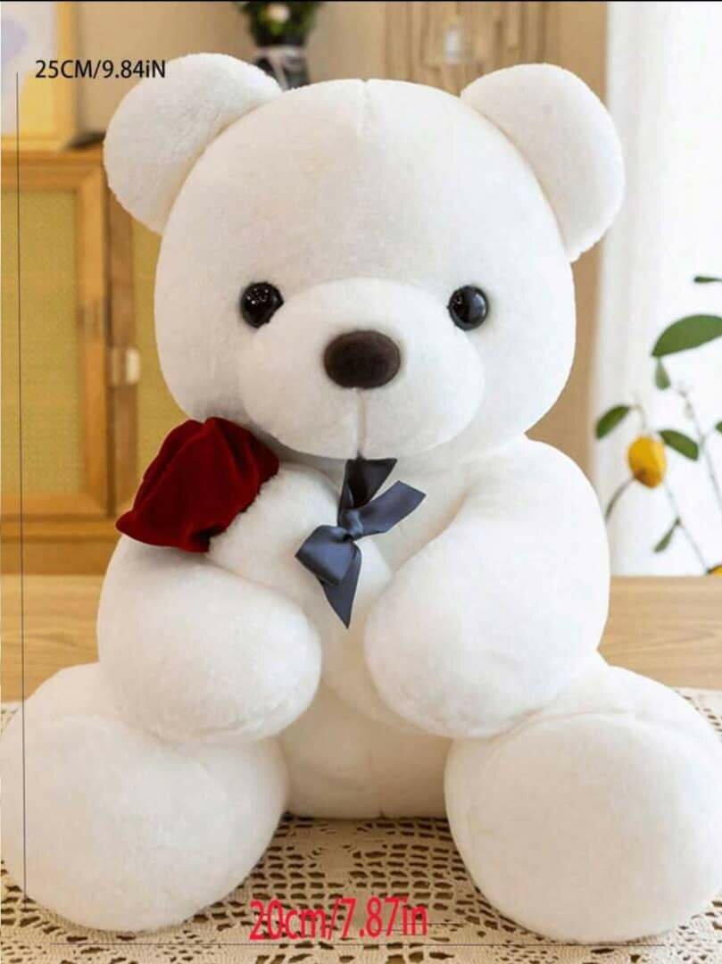 Ours en peluche blanc avec rose