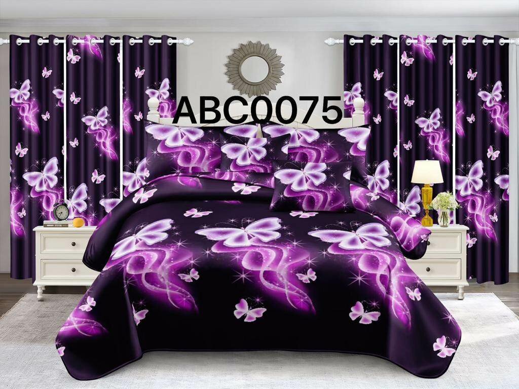 Drap de lit avec rideaux 3 places