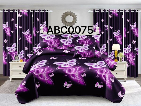 Drap de lit avec rideaux 3 places