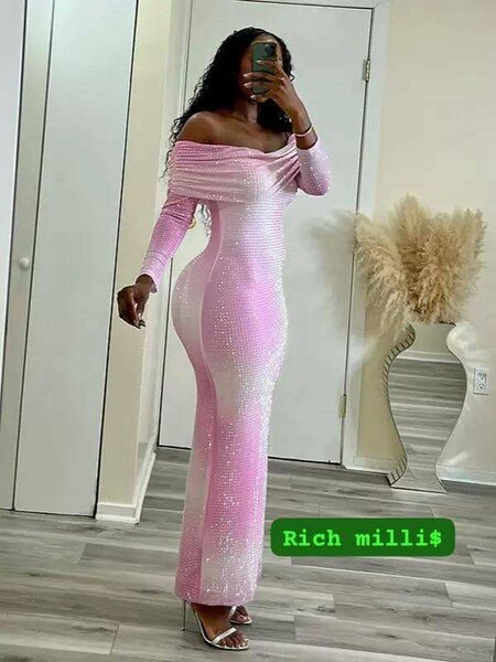 Robe longue élégante rose