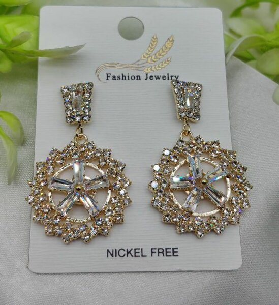 Imported Radiant Baguette Floral Drop Earrings