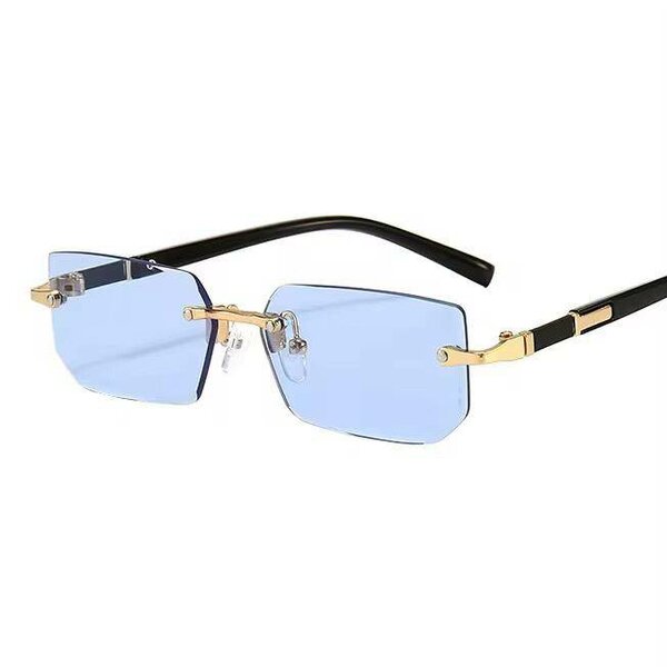 Lunettes de Mode Bleu et Or