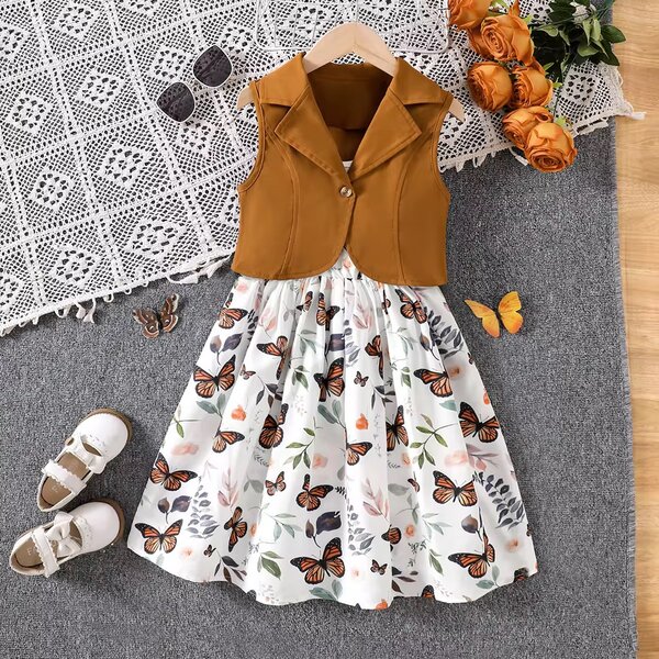 Robe de fille à motifs papillons