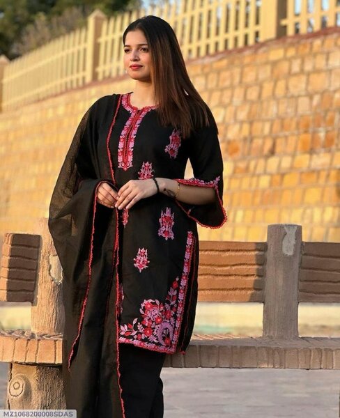 2 pcs women's Stitched khadi net Embroidery shirt & Trouser