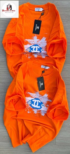 T-shirt orange avec imprimé mode