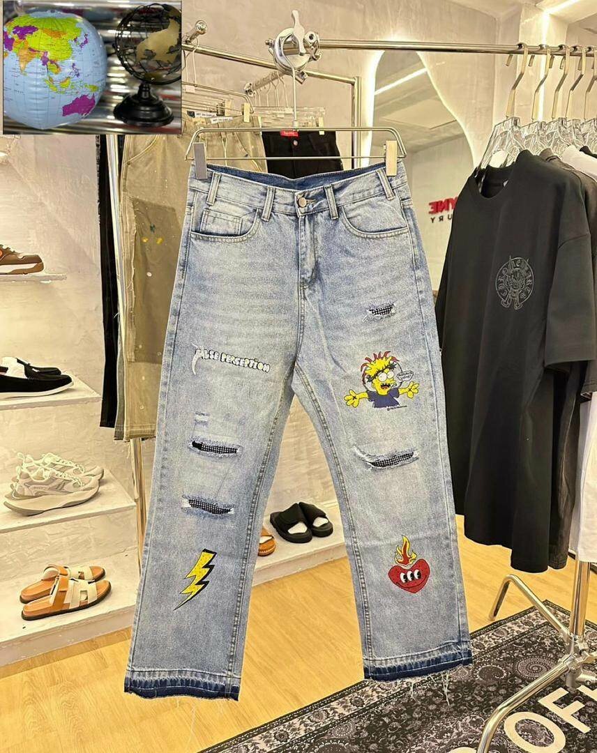 Jean oversize motifs étoilés