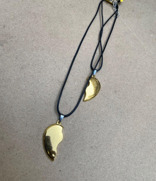 Golden heart design couple pendent 2pc(1 pendent)