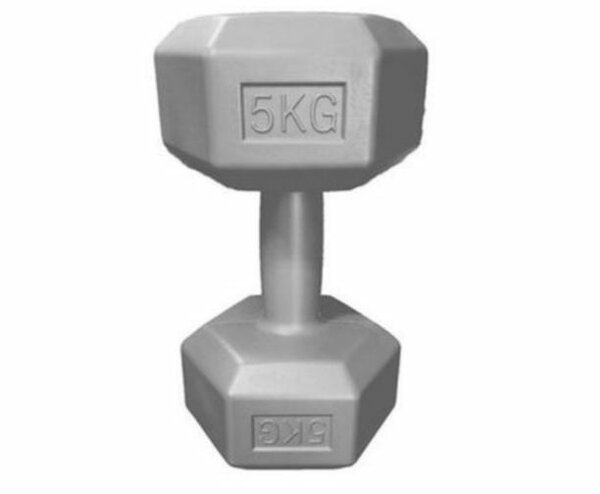 Haltère hexagonale 5 kg en caoutchouc