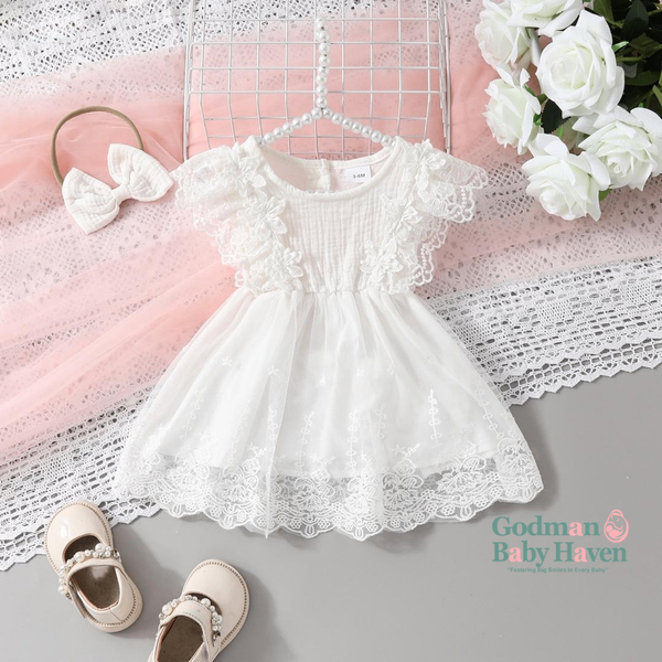White Cotton Lace Baby Dress