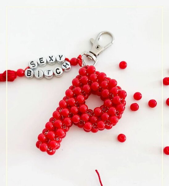 Porte-clés lettre perles
