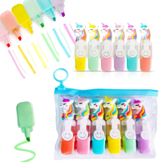 Cartoon Theme Highlighter Pen,Highliter Marker for Kids, Fine Grip Marker Pen (Pack of 6