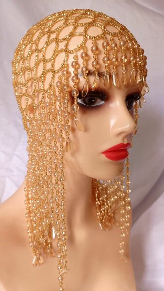 Coiffe Orientale en Perles Dorées