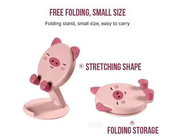 Support téléphone pliable cochon
