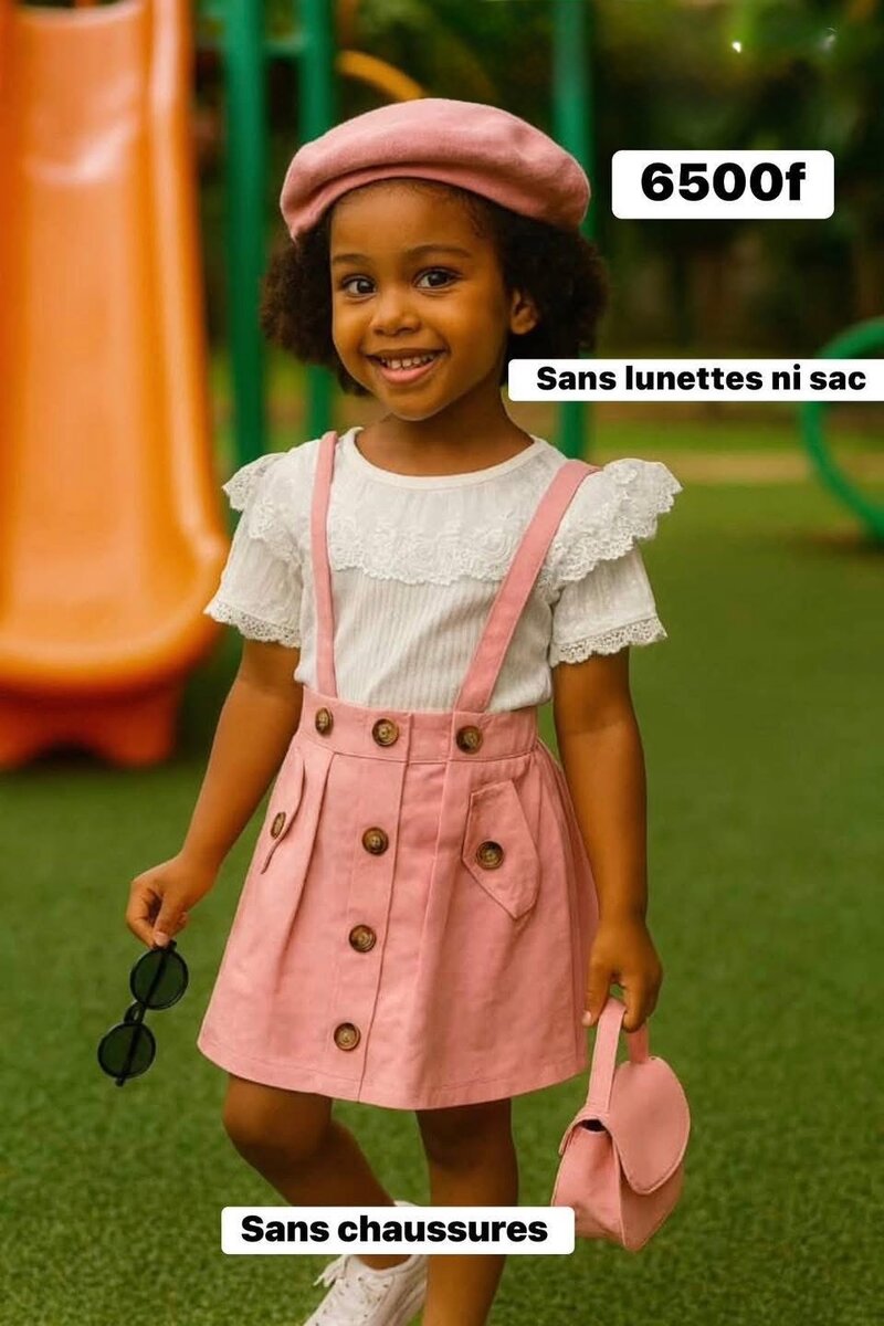 Robe salopette fille rose