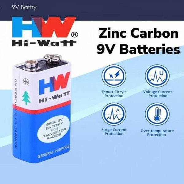 Piles zinc-carbone Hi-Watt 9V