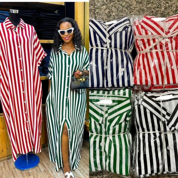 Robe chemise rayée chic