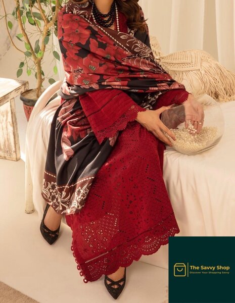 3 piece unstitched dhanak embroidered suit