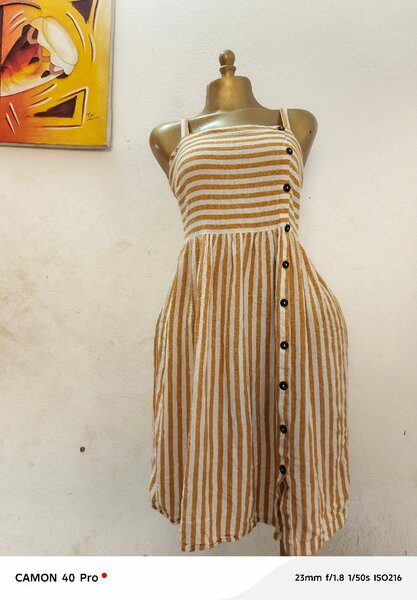 Robe rayée été bouton