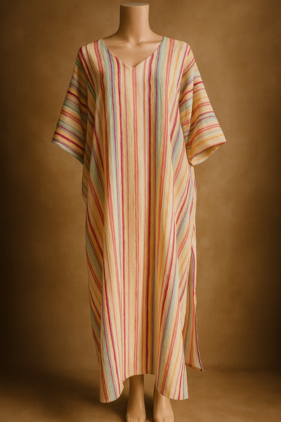 Robe Caftan Rayée Élégante