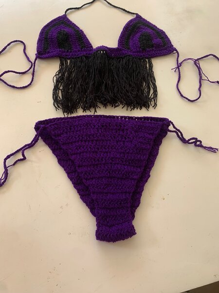 Bikini tricot violet bohème