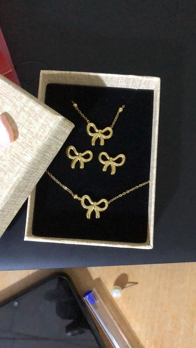 Parure Bijoux Noeud Doré Élégant